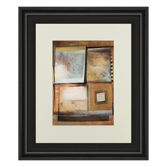 Classy Living Muted Geometry 34x40in Wall Art | Contemporary Mixed Media on Paper in Dark Chocolate MDF Frame | Living Room & Office Decor | Model DM5282