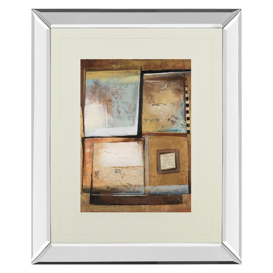 Classy Living Muted Geometry 34x40in Wall Art | Contemporary Mirrored Frame and Paper Art | Living Room & Office Decor | 34 x 40 x 3 in | Model DM5282MF
