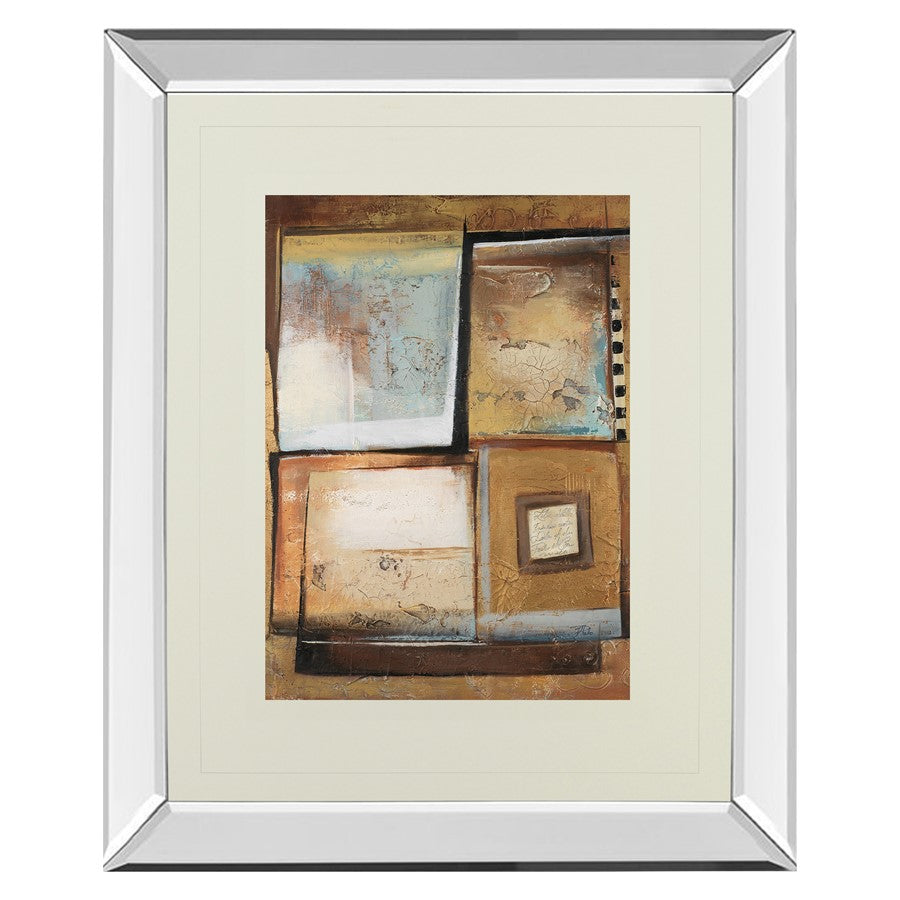 Classy Living Muted Geometry 34x40in Wall Art | Contemporary Mirrored Frame and Paper Art | Living Room & Office Decor | 34 x 40 x 3 in | Model DM5282MF