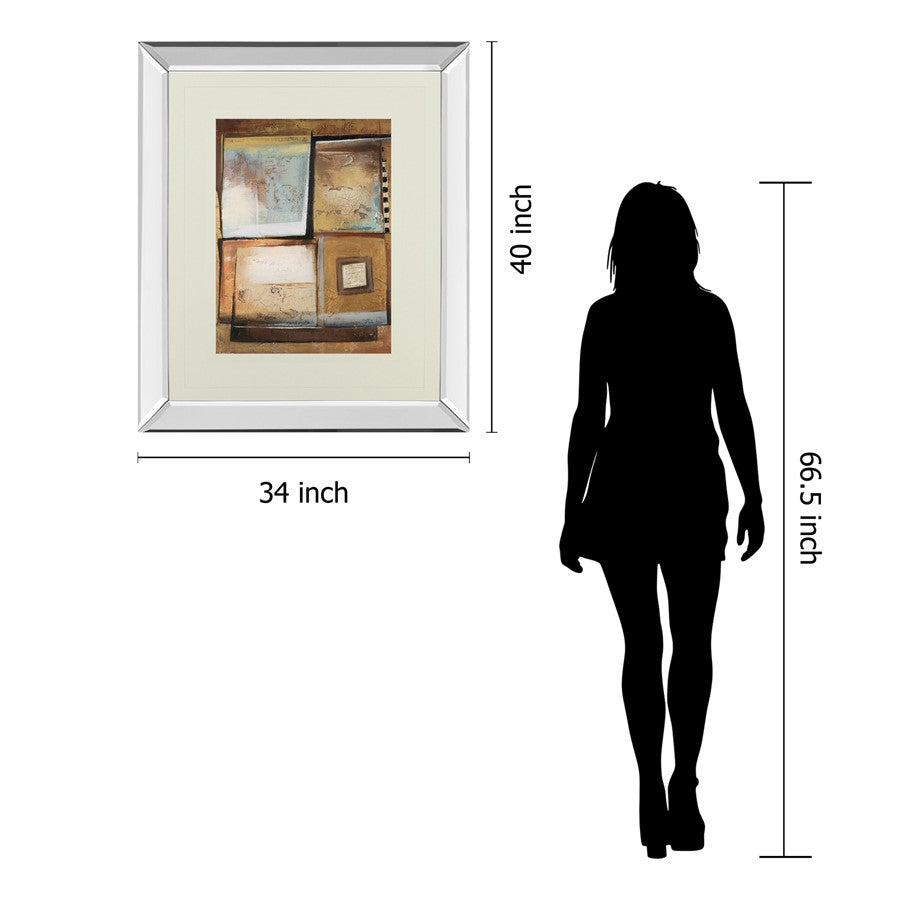 Classy Living Muted Geometry 34x40in Wall Art | Contemporary Mirrored Frame and Paper Art | Living Room & Office Decor | 34 x 40 x 3 in | Model DM5282MF