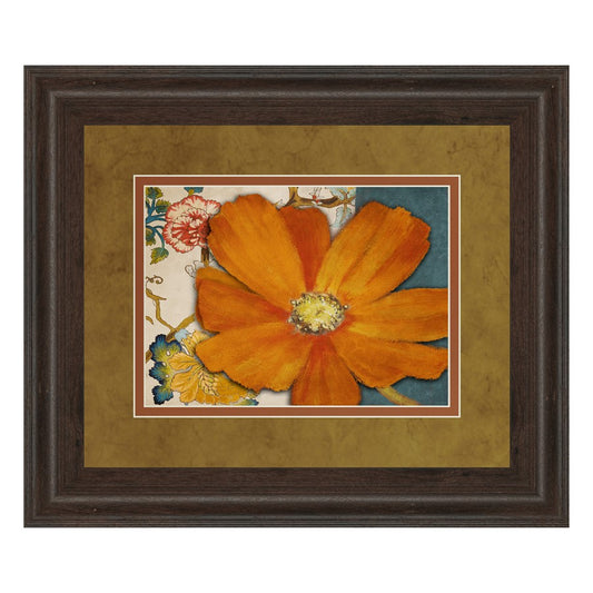 Classy Living Floral Radiance 40x34in Framed Wall Art | Traditional Cinnamon Mocha MDF Frame with Paper Print | Living Room & Bedroom Decor | Model DM5283
