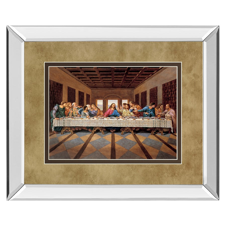 Classy Living Last Supper Scene Wall Art 40x34in | Traditional Mirrored Frame and Double Matting | Dining Room & Living Room Decor | 40 x | Model DM5287MF