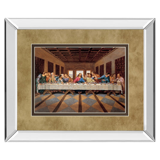 Classy Living Last Supper Scene Wall Art 40x34in | Traditional Mirrored Frame and Double Matting | Dining Room & Living Room Decor | 40 x | Model DM5287MF