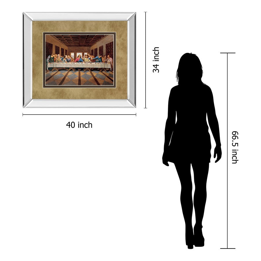 Classy Living Last Supper Scene Wall Art 40x34in | Traditional Mirrored Frame and Double Matting | Dining Room & Living Room Decor | 40 x | Model DM5287MF