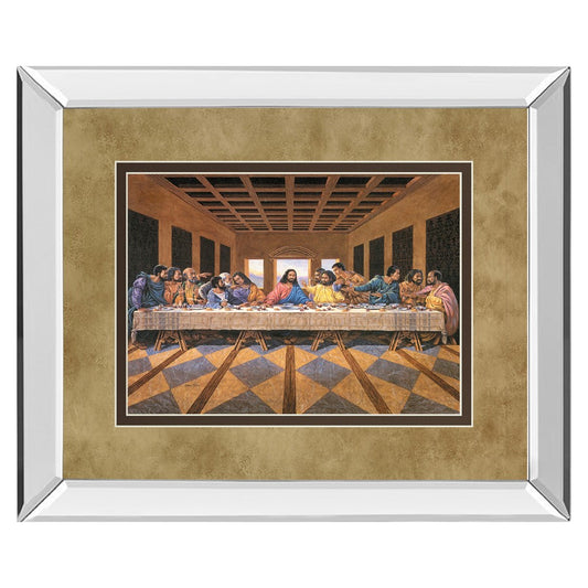 Classy Living Last Supper Wall Art 40x34in | Mirrored Frame Traditional Graphic Art | Dining Room & Living Room Centerpiece | 3 x 40 x 34 | Model DM5288MF