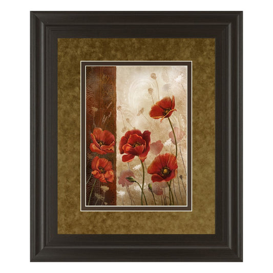 Classy Living Wild Poppies I 34x40in Wall Art | Transitional Dark Chocolate MDF Frame | Living Room & Bedroom Decor | 1 x 34 x 40 in | Model DM5293