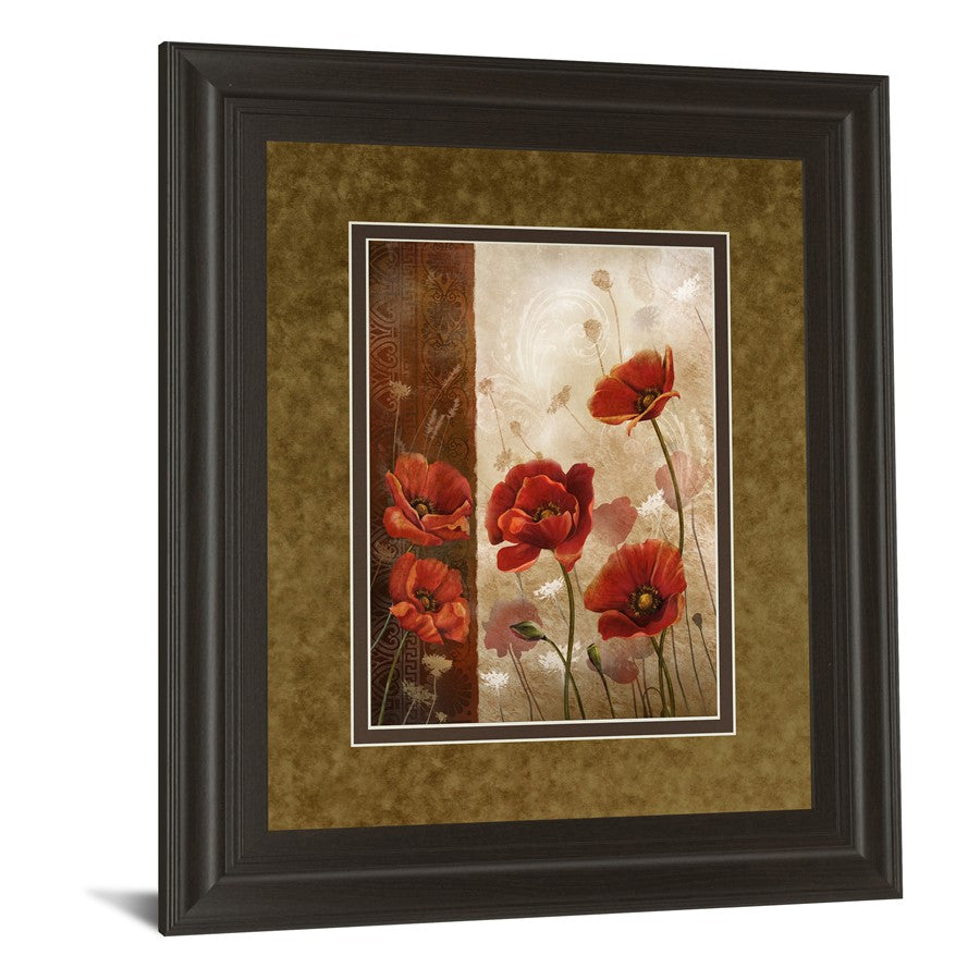 Classy Living Wild Poppies I 34x40in Wall Art | Transitional Dark Chocolate MDF Frame | Living Room & Bedroom Decor | 1 x 34 x 40 in | Model DM5293