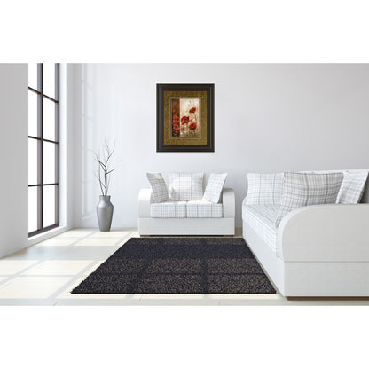 Classy Living Wild Poppies I 34x40in Wall Art | Transitional Dark Chocolate MDF Frame | Living Room & Bedroom Decor | 1 x 34 x 40 in | Model DM5293