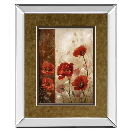 Classy Living Poppies I Wall Art 34x40in | Transitional Mirrored Frame Floral Graphic Art | Living Room & Bedroom Decor | 34 x 40 x 3 in | Model DM5293MF