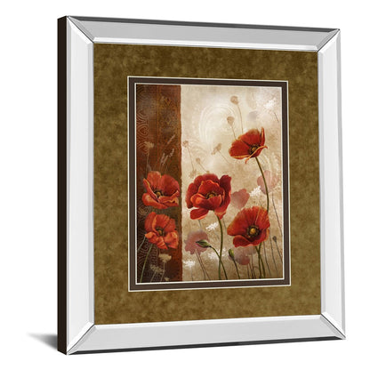 Classy Living Poppies I Wall Art 34x40in | Transitional Mirrored Frame Floral Graphic Art | Living Room & Bedroom Decor | 34 x 40 x 3 in | Model DM5293MF