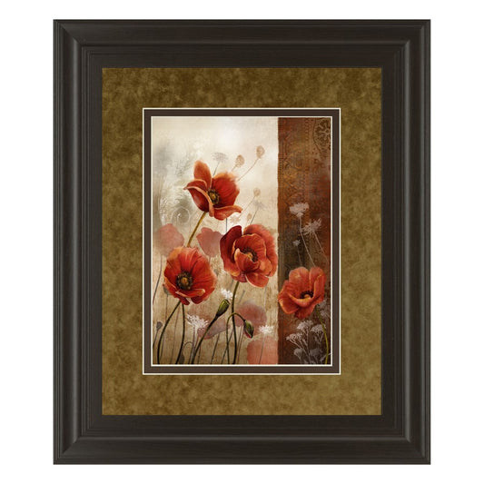 Classy Living Wild Poppies II Wall Art 34x40in | Transitional Framed Graphic Art in Dark Chocolate MDF | Living Room & Bedroom Botanical | Model DM5294