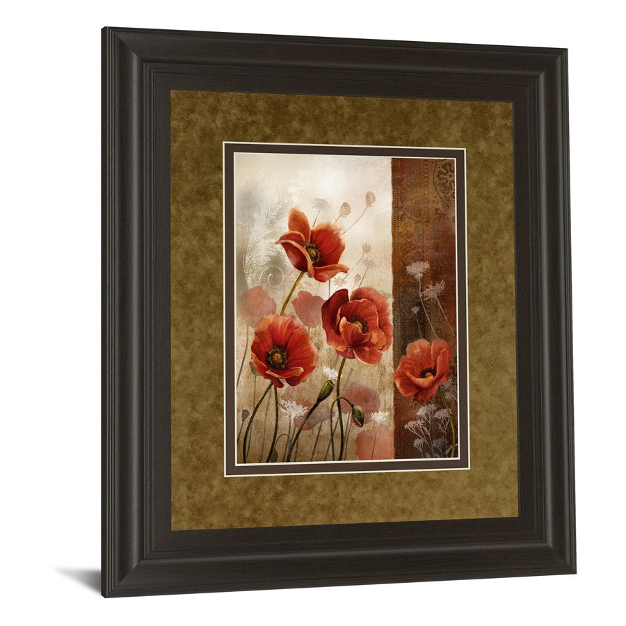 Classy Living Wild Poppies II Wall Art 34x40in | Transitional Framed Graphic Art in Dark Chocolate MDF | Living Room & Bedroom Botanical | Model DM5294