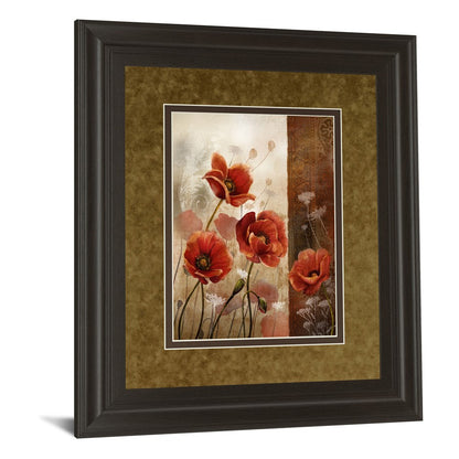 Classy Living Wild Poppies II Wall Art 34x40in | Transitional Framed Graphic Art in Dark Chocolate MDF | Living Room & Bedroom Botanical | Model DM5294