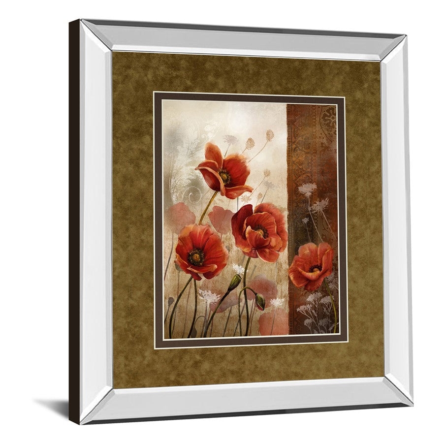 Classy Living Wild Poppies II 34x40in Wall Art | Transitional Mirrored Frame & Botanical Graphic | Living Room, Bedroom & Office Decor | Model DM5294MF
