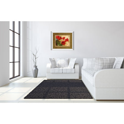 Classy Living Red Tulip Elegance Wall Art 40x34in | Transitional Mirrored Frame | Living Room & Office Decor | 40 x 34 x 3 in | Model DM5297MF