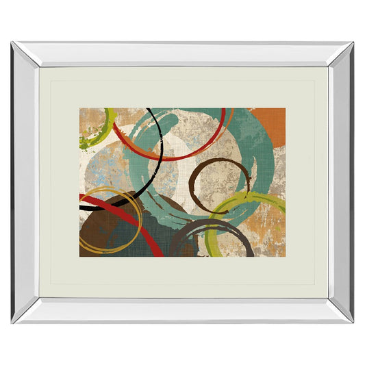 Classy Living Geometric Circles Wall Art 40x34in | Contemporary Mirrored Frame and Multicolor Geometric Design | Living Room & Office | Model DM5299MF