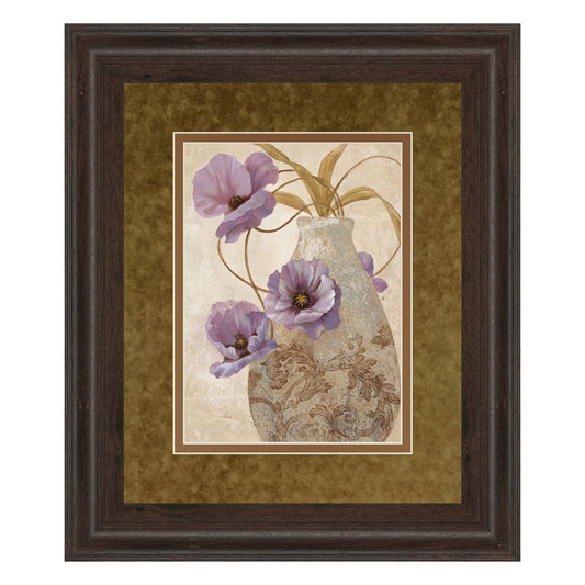 Classy Living Purple Sophistication II 34x40in Wall Art | Transitional Botanical Print in Cinnamon Mocha MDF Frame | Living Room & Bedroom | Model DM5301