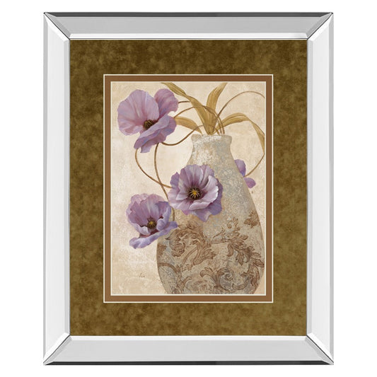 Classy Living Purple Sophistication II 34x40in Wall Art | Transitional Floral Print with Mirrored Frame | Living Room & Bedroom Gallery | Model DM5301MF