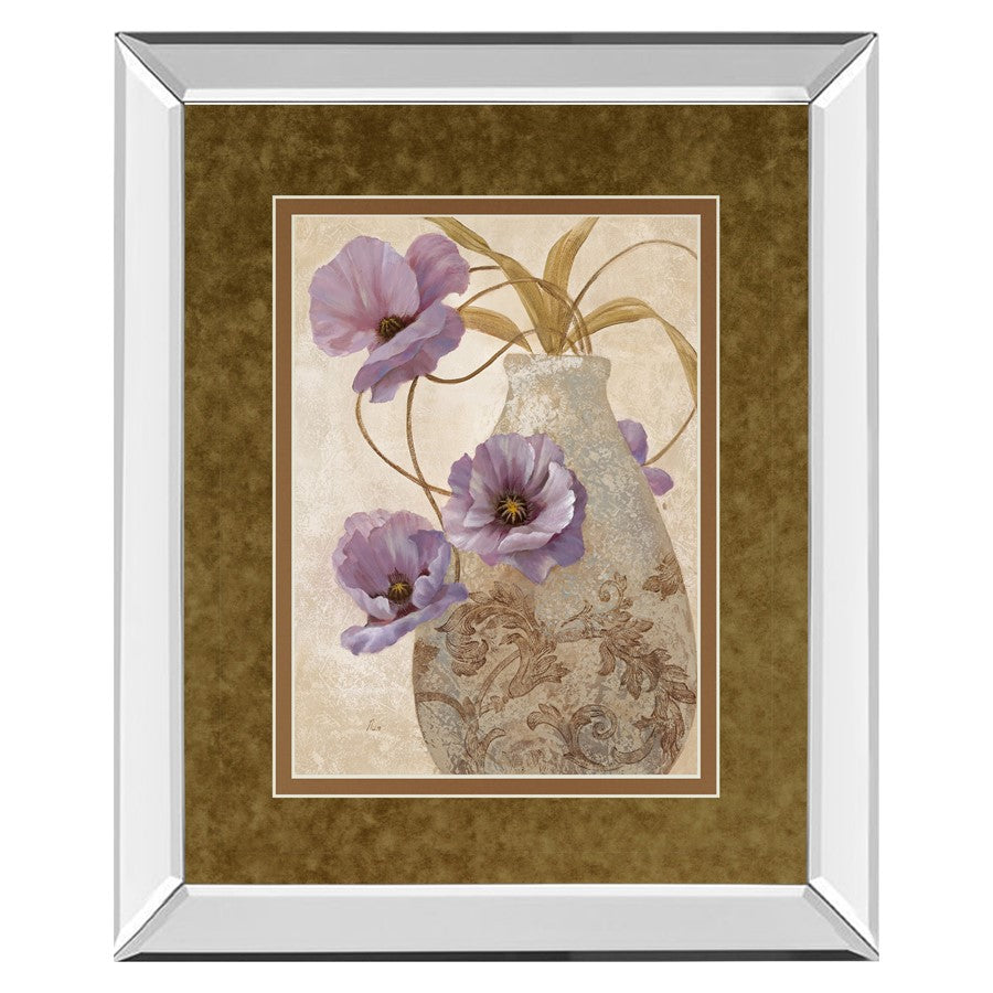 Classy Living Purple Sophistication II 34x40in Wall Art | Transitional Floral Print with Mirrored Frame | Living Room & Bedroom Gallery | Model DM5301MF