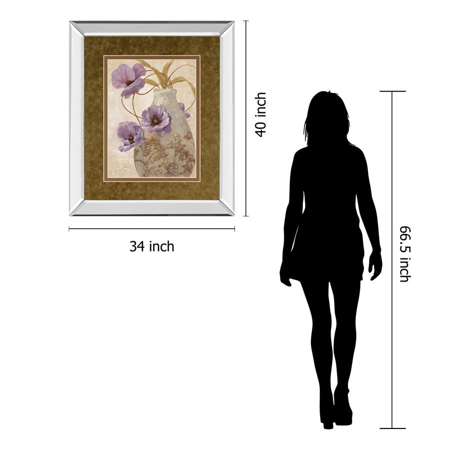 Classy Living Purple Sophistication II 34x40in Wall Art | Transitional Floral Print with Mirrored Frame | Living Room & Bedroom Gallery | Model DM5301MF