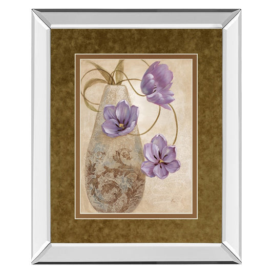 Classy Living Purple Elegance 34x40in Wall Art | Transitional Mirrored Frame Floral Print | Living Room & Bedroom Focal Point | 34 x 40 x | Model DM5302MF