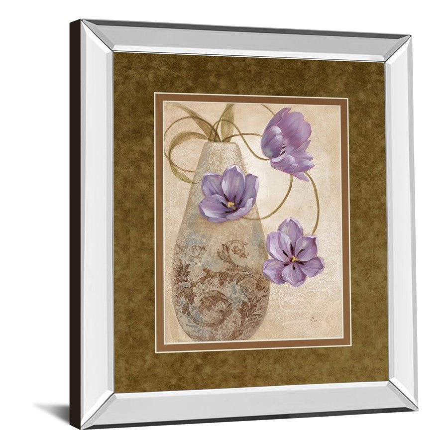 Classy Living Purple Elegance 34x40in Wall Art | Transitional Mirrored Frame Floral Print | Living Room & Bedroom Focal Point | 34 x 40 x | Model DM5302MF