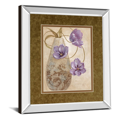 Classy Living Purple Elegance 34x40in Wall Art | Transitional Mirrored Frame Floral Print | Living Room & Bedroom Focal Point | 34 x 40 x | Model DM5302MF