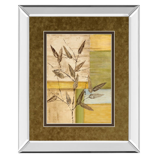 Classy Living Olive Branch Mosaic Wall Art 34x40in | Transitional Mirrored Frame with Double Mat | Living Room & Office Botanical Decor | Model DM5303MF