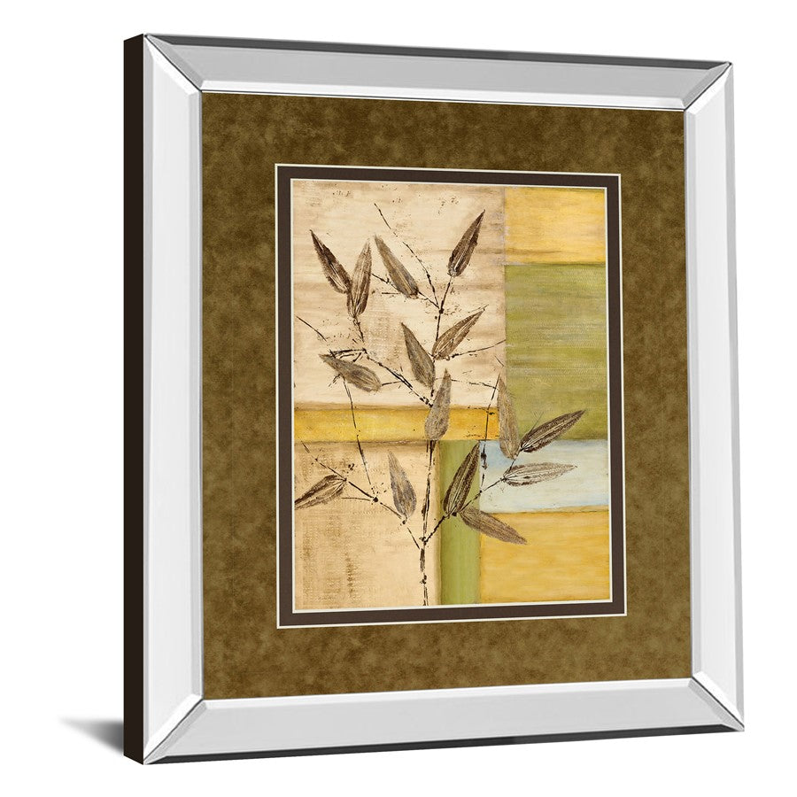 Classy Living Olive Branch Mosaic Wall Art 34x40in | Transitional Mirrored Frame with Double Mat | Living Room & Office Botanical Decor | Model DM5303MF