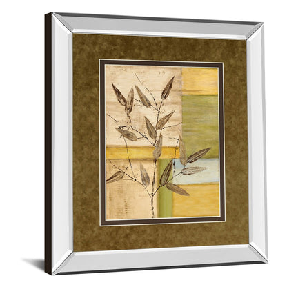 Classy Living Olive Branch Mosaic Wall Art 34x40in | Transitional Mirrored Frame with Double Mat | Living Room & Office Botanical Decor | Model DM5303MF