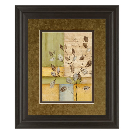 Classy Living Serene Leaves Wall Art 34x40in | Transitional Multicolor Leaf Print on Paper in Dark Chocolate MDF Frame | Living Room & | Model DM5304