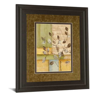 Classy Living Serene Leaves Wall Art 34x40in | Transitional Multicolor Leaf Print on Paper in Dark Chocolate MDF Frame | Living Room & | Model DM5304