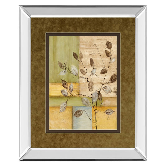 Classy Living Serene Leaves 34x40in Wall Art | Transitional Mirrored Frame | Living Room, Bedroom & Office Decor | 34 x 40 x 3 in | Model DM5304MF