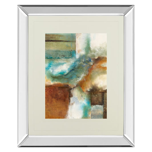 Classy Living Ocean Ember Wall Art 34x40in | Contemporary Mirrored Frame Abstract Art | Living Room, Office & Bedroom Decor | 34 x 40 x 3 | Model DM5315MF