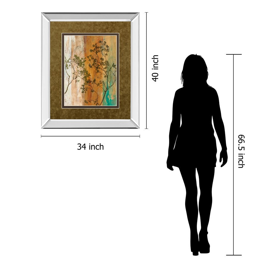 Classy Living Spring Branch II 34x40in Wall Art | Contemporary Botanical Print with Mirrored Frame | Living Room, Office & Bedroom Decor | Model DM5318MF