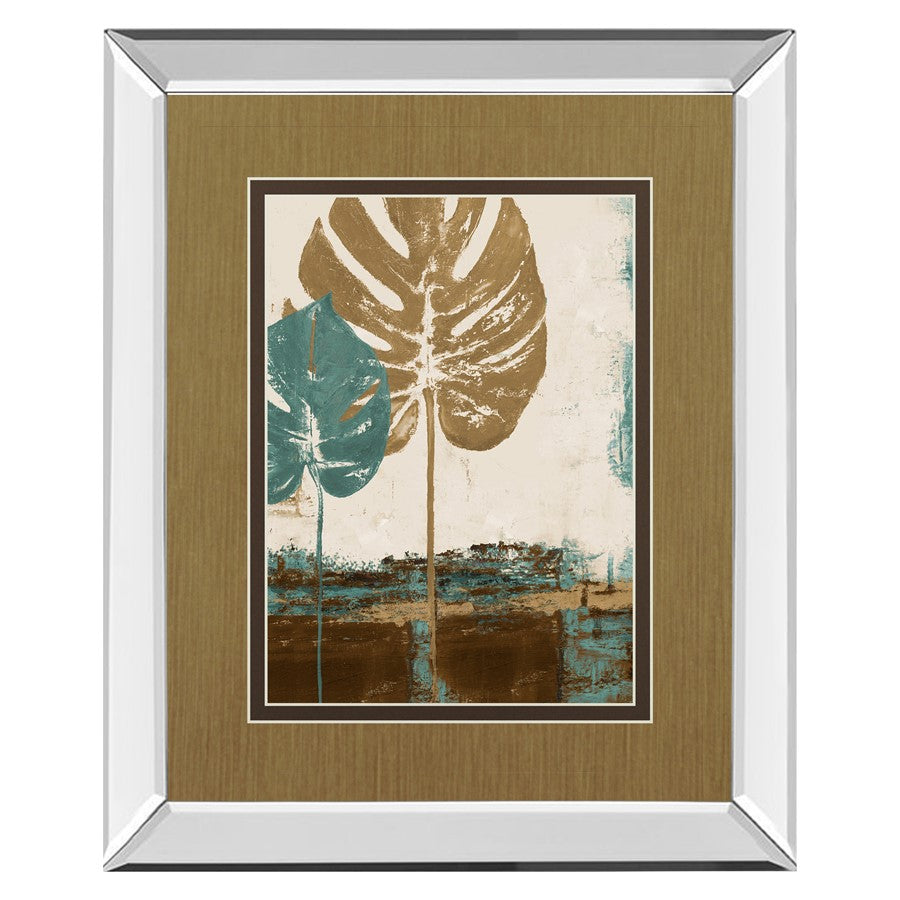 Classy Living Blue Leaves Duo Wall Art 34x40in | Contemporary Botanical Print with Mirrored Frame | Living Room & Office Decor | 34 x 40 | Model DM5322MF
