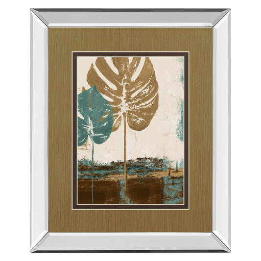 Classy Living Blue Leaves Duo Wall Art 34x40in | Contemporary Botanical Print with Mirrored Frame | Living Room & Office Decor | 34 x 40 | Model DM5322MF