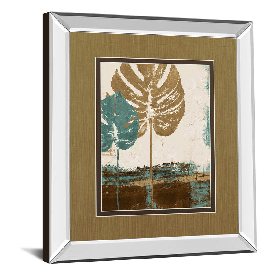 Classy Living Blue Leaves Duo Wall Art 34x40in | Contemporary Botanical Print with Mirrored Frame | Living Room & Office Decor | 34 x 40 | Model DM5322MF