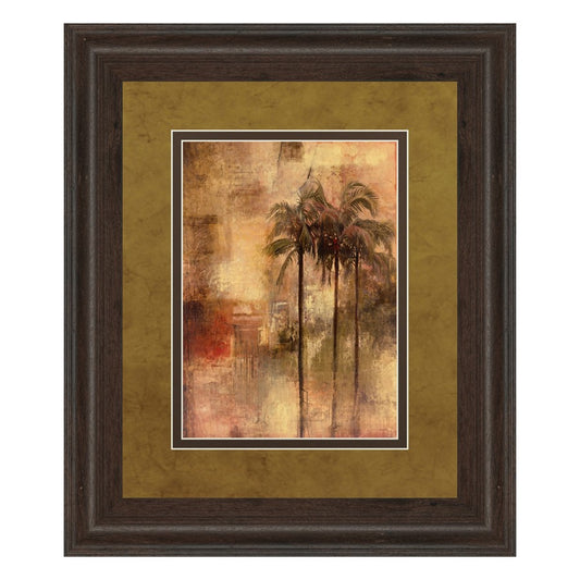 Classy Living Golden Palm Escape Wall Art 34x40in | Transitional Cinnamon Mocha MDF Frame and Paper Print | Living Room & Office Decor | 1 | Model DM5323
