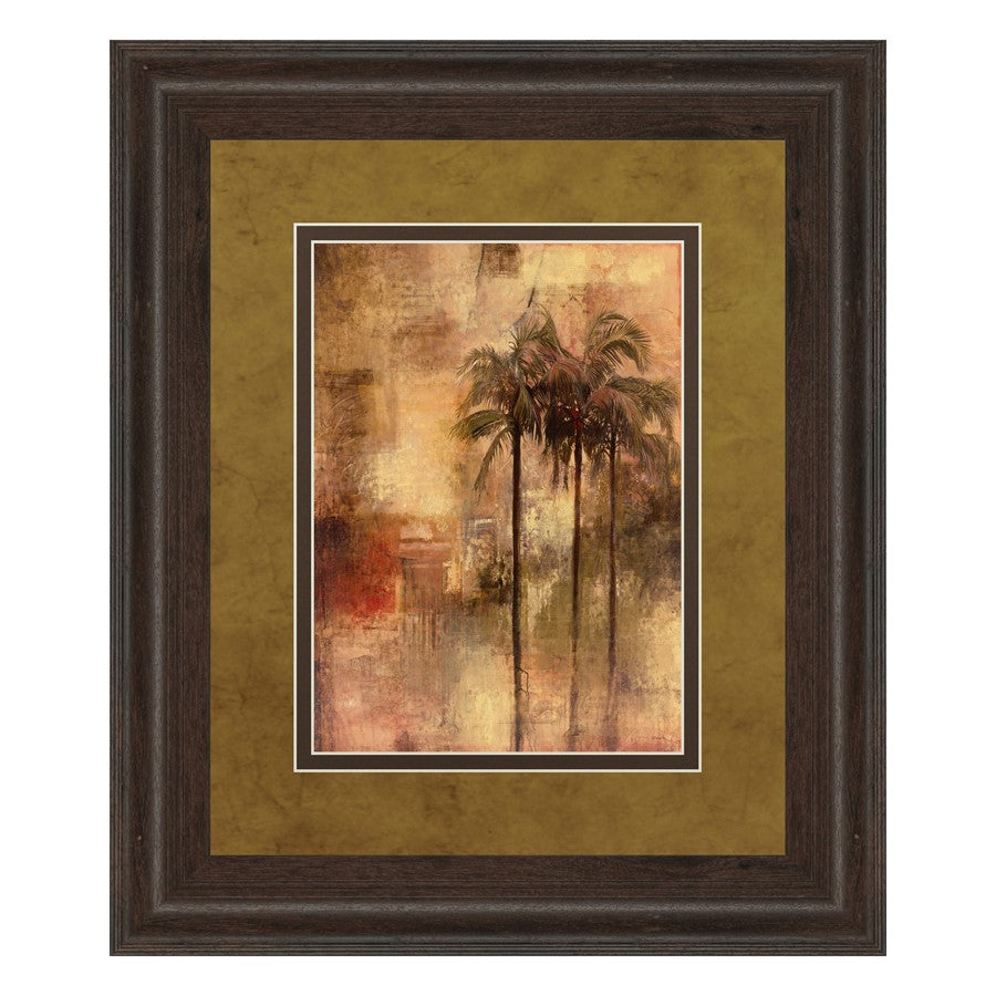 Classy Living Golden Palm Escape Wall Art 34x40in | Transitional Cinnamon Mocha MDF Frame and Paper Print | Living Room & Office Decor | 1 | Model DM5323
