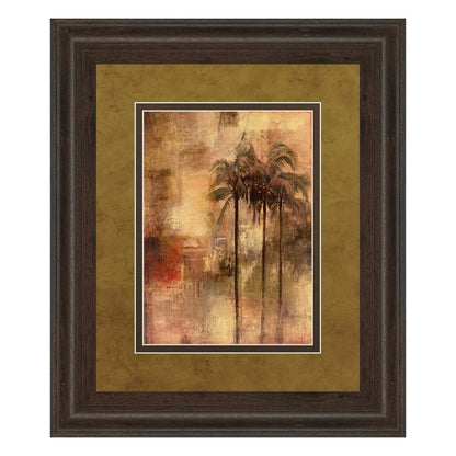 Classy Living Golden Palm Escape Wall Art 34x40in | Transitional Cinnamon Mocha MDF Frame and Paper Print | Living Room & Office Decor | 1 | Model DM5323