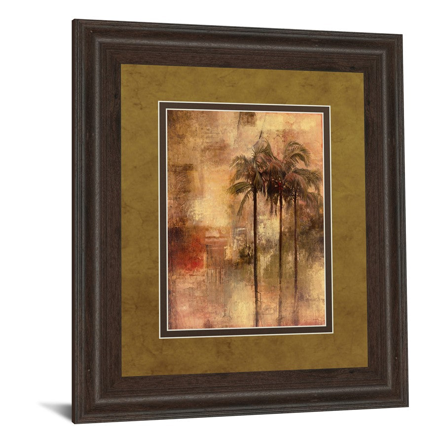 Classy Living Golden Palm Escape Wall Art 34x40in | Transitional Cinnamon Mocha MDF Frame and Paper Print | Living Room & Office Decor | 1 | Model DM5323