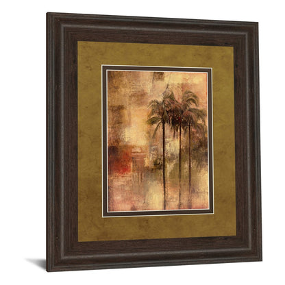 Classy Living Golden Palm Escape Wall Art 34x40in | Transitional Cinnamon Mocha MDF Frame and Paper Print | Living Room & Office Decor | 1 | Model DM5323