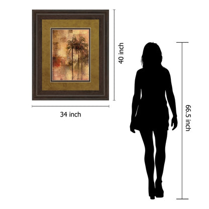 Classy Living Golden Palm Escape Wall Art 34x40in | Transitional Cinnamon Mocha MDF Frame and Paper Print | Living Room & Office Decor | 1 | Model DM5323