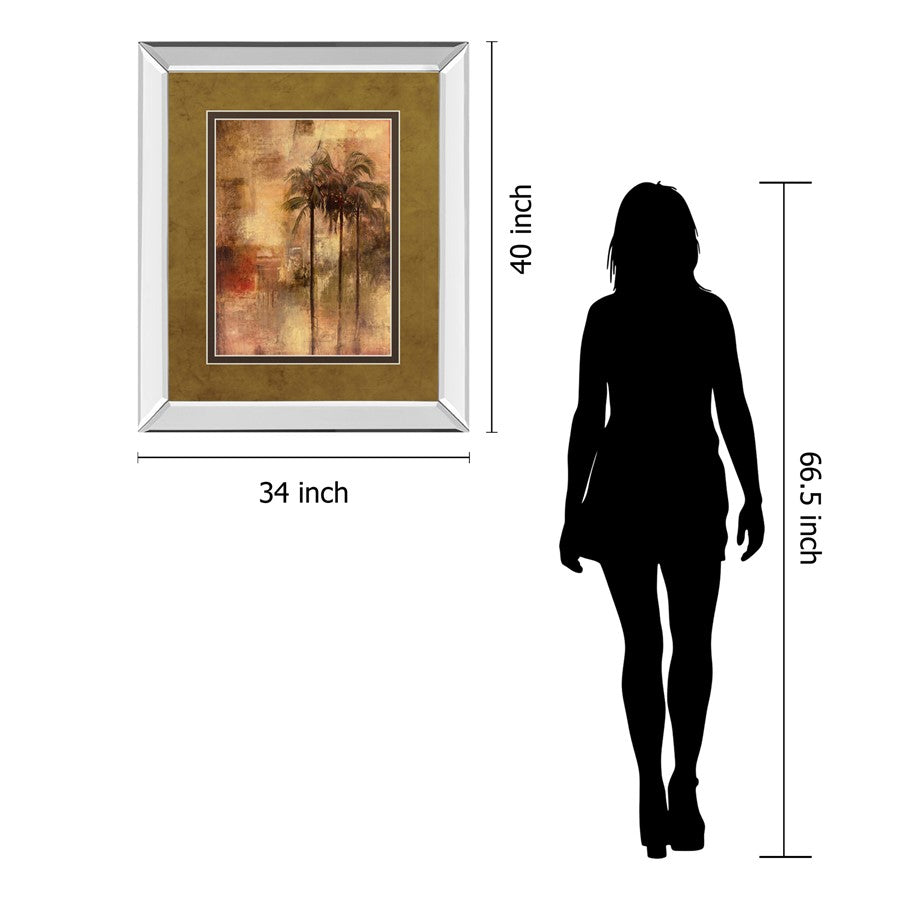 Classy Living Golden Palm Escape 34x40in Wall Art | Transitional Mirrored Frame | Living Room, Bedroom & Office Decor | 40 in H | Model DM5323MF