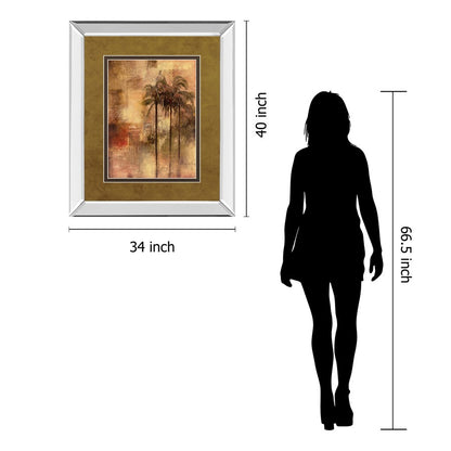 Classy Living Golden Palm Escape 34x40in Wall Art | Transitional Mirrored Frame | Living Room, Bedroom & Office Decor | 40 in H | Model DM5323MF