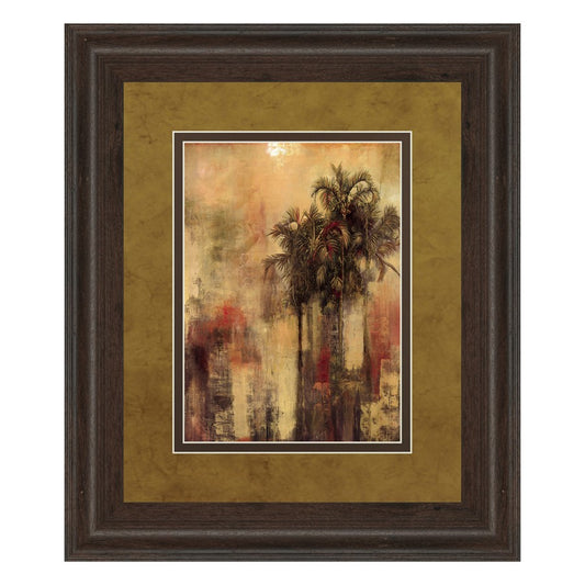 Classy Living Palm Serenity 34x40in Wall Art | Transitional Framed Paper Print in Cinnamon Mocha MDF Frame | Living Room & Office Decor | Model DM5324