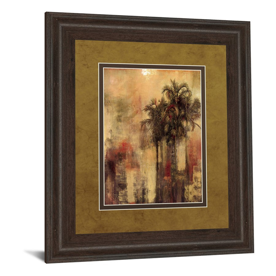 Classy Living Palm Serenity 34x40in Wall Art | Transitional Framed Paper Print in Cinnamon Mocha MDF Frame | Living Room & Office Decor | Model DM5324