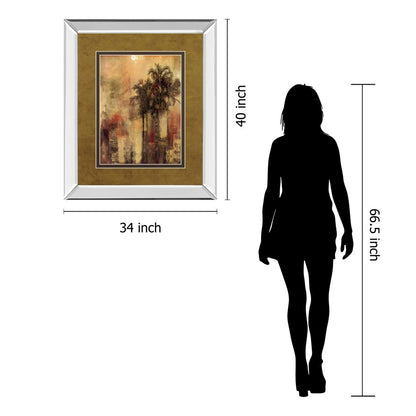 Classy Living Palm Serenity 34x40in Wall Art | Transitional Mirrored Frame | Living Room & Office Decor | 34 x 40 x 3 in | Model DM5324MF