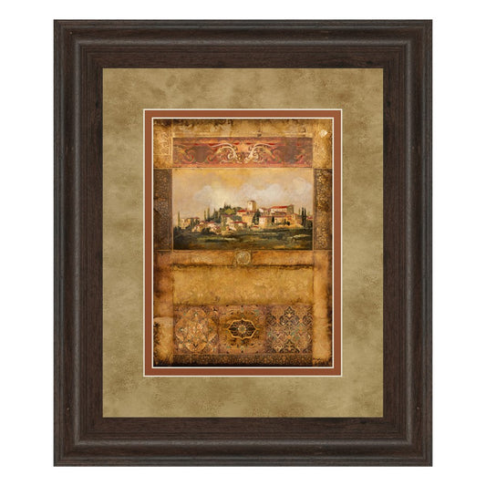 Classy Living Tuscan Vista 34x40in Framed Wall Art | Transitional Cinnamon Mocha MDF Frame and Paper Print | Living Room, Office & Study | Model DM5327